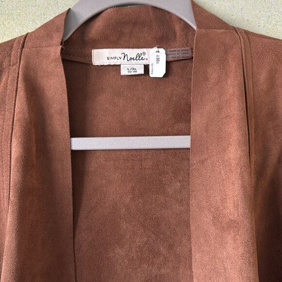 Simply NOELLE NwT L/XL Faux Suede open cardigan /Jacket - Picture 2 of 9